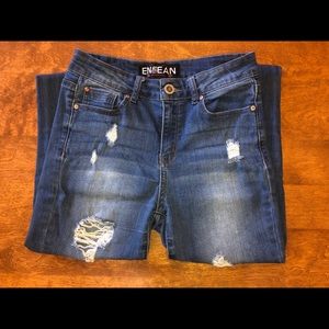 Ripped blue skinny jeans